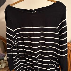 L Black and White Striped J Jill Long Sleeve